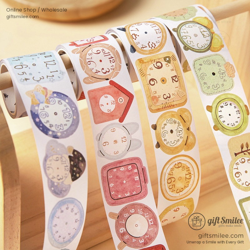 Die-Cut Watercolor Clock Pattern Decorative Tape | KS-RT-1802