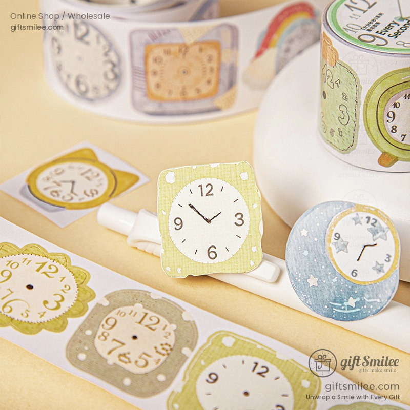 Die-Cut Watercolor Clock Pattern Decorative Tape | KS-RT-1802