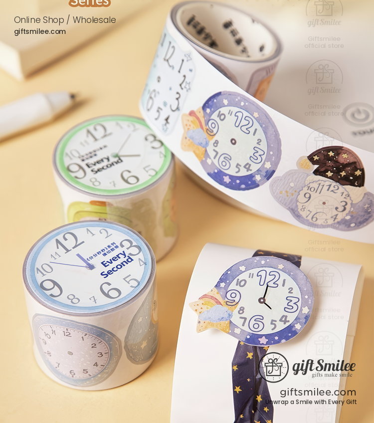 Die-Cut Watercolor Clock Pattern Decorative Tape | KS-RT-1802