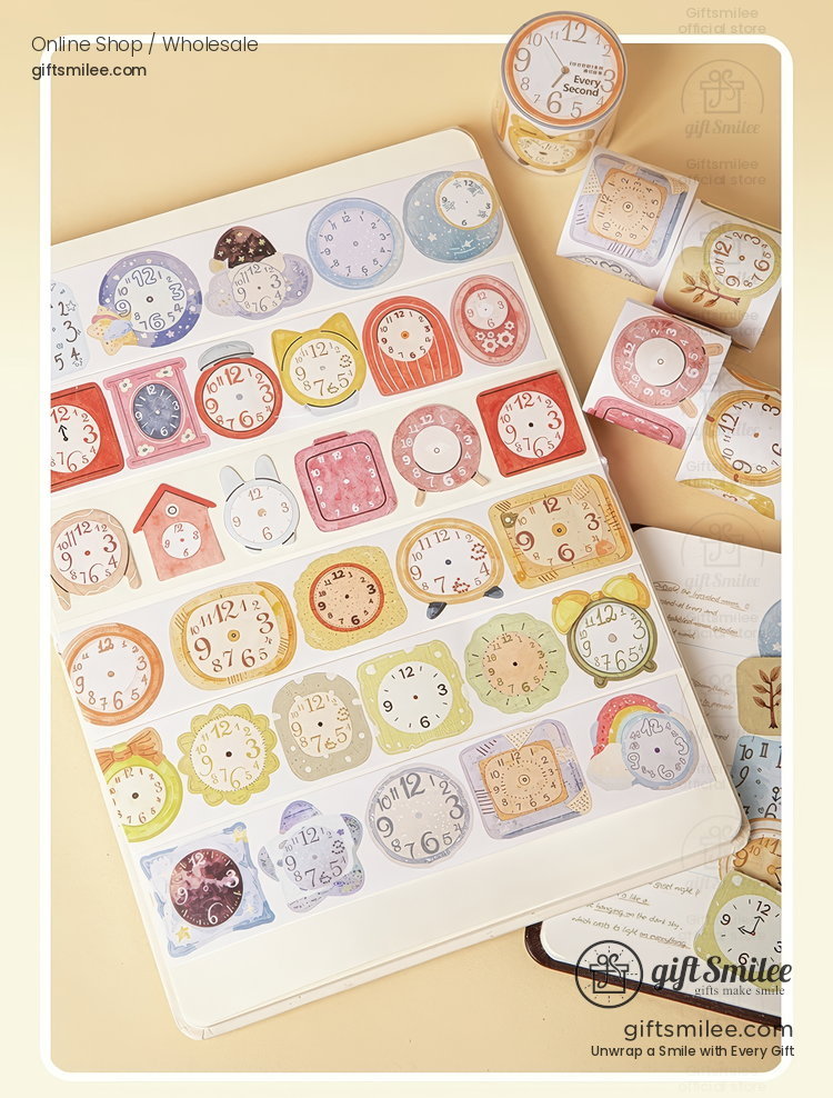 Die-Cut Watercolor Clock Pattern Decorative Tape | KS-RT-1802
