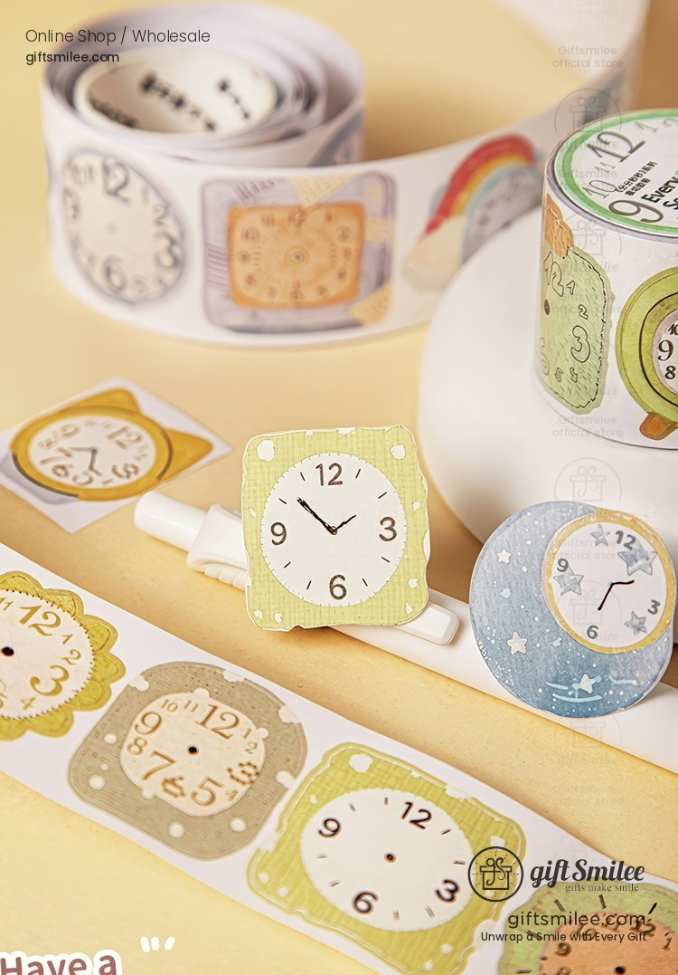 Die-Cut Watercolor Clock Pattern Decorative Tape | KS-RT-1802