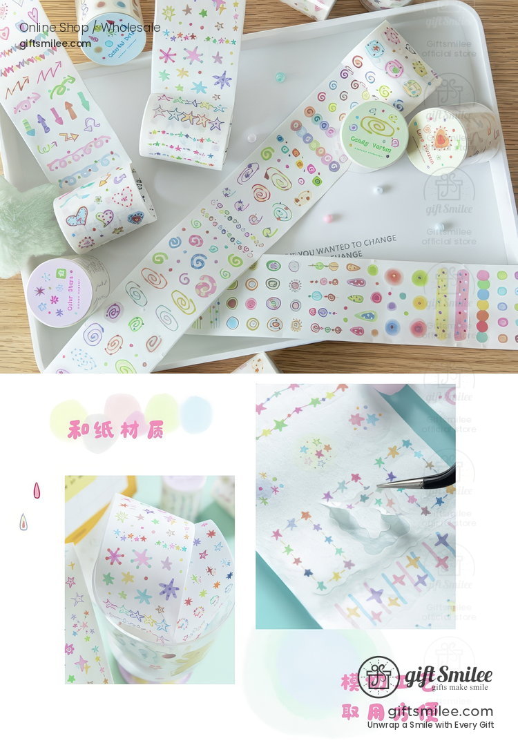 Translucent Die-Cut Candy Motifs Decorative Tape | KS-RT-1803