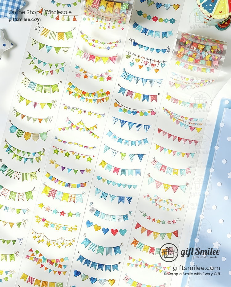 Pet Die-Cut Colorful Flag Garland Decorative Tape | KS-RT-1804