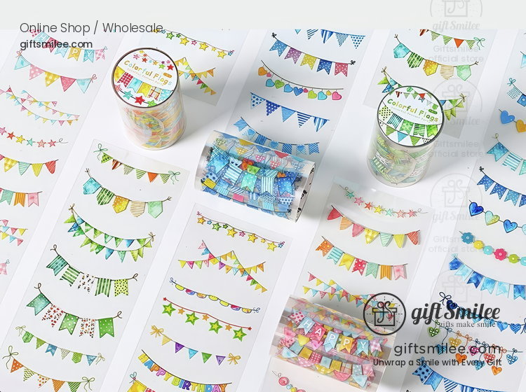 Pet Die-Cut Colorful Flag Garland Decorative Tape | KS-RT-1804