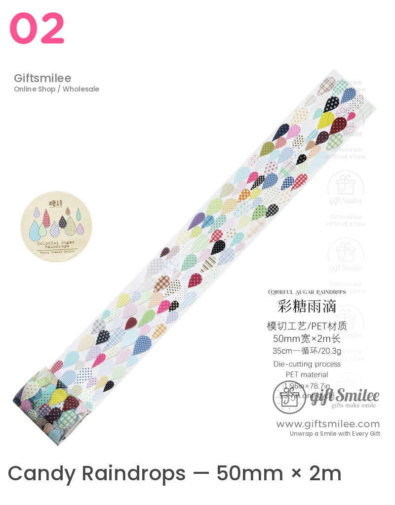 Pet Silver Foil Die-Cut Raindrops Decorative Tape | KS-RT-1805