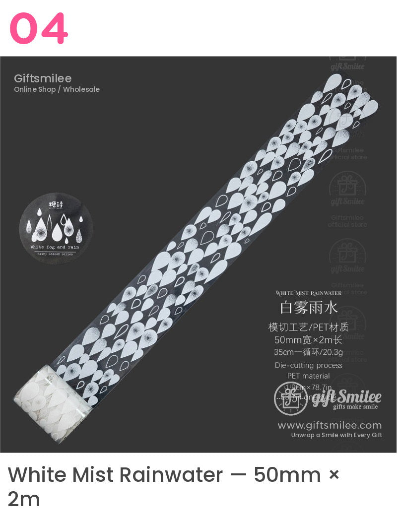 Pet Silver Foil Die-Cut Raindrops Decorative Tape | KS-RT-1805