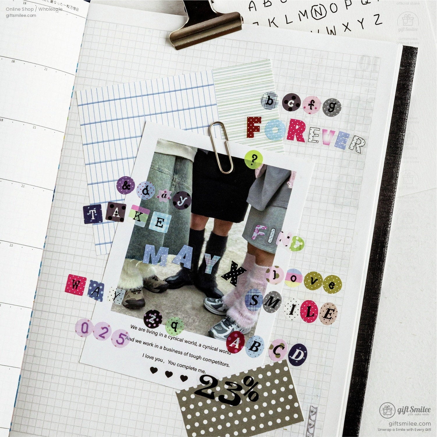 Pet White Ink Korean-Style Alphabet Number Sticker Tape | KS-RT-1806