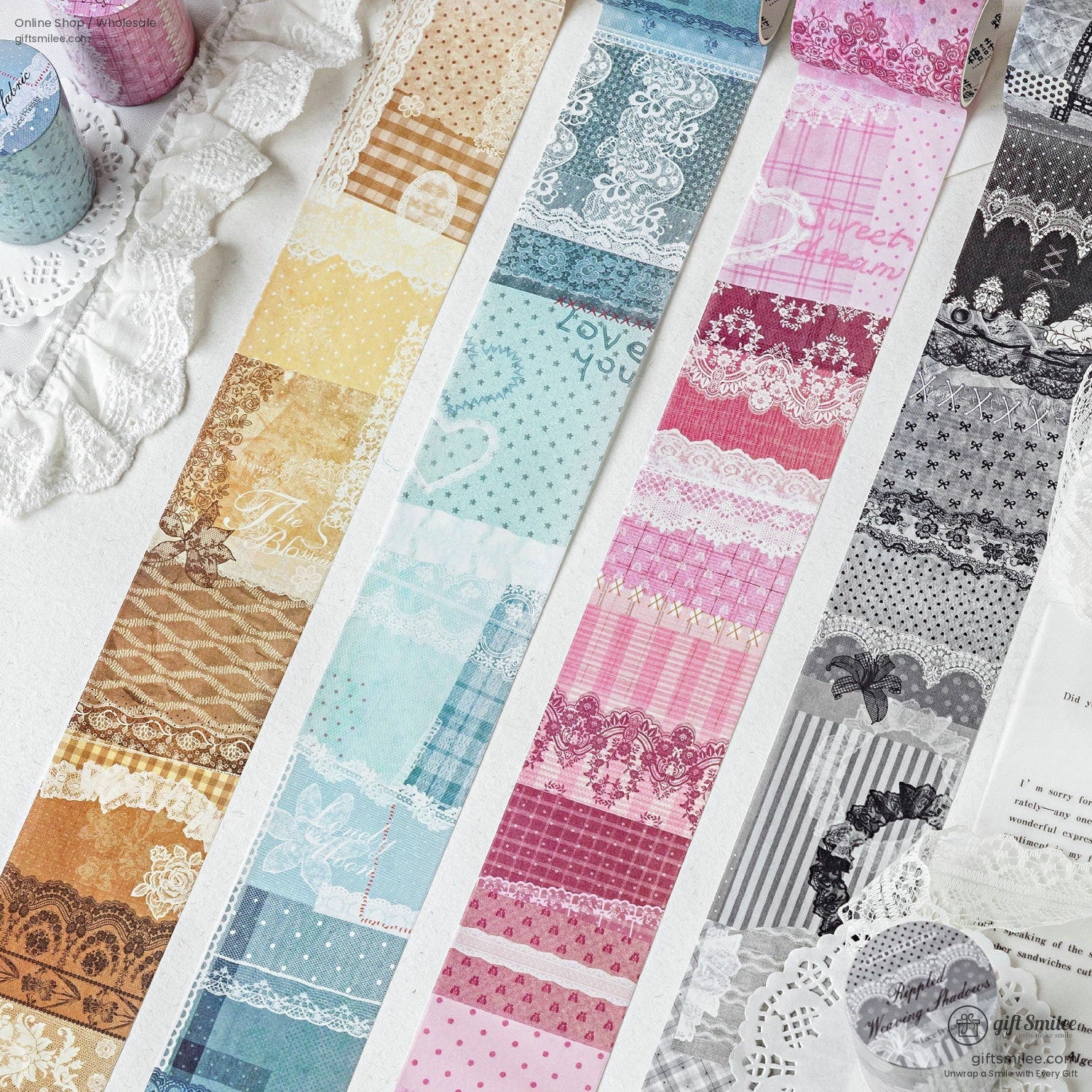 Vintage Lace Patchwork Translucent Wide Washi Tape | KS-RT-1809