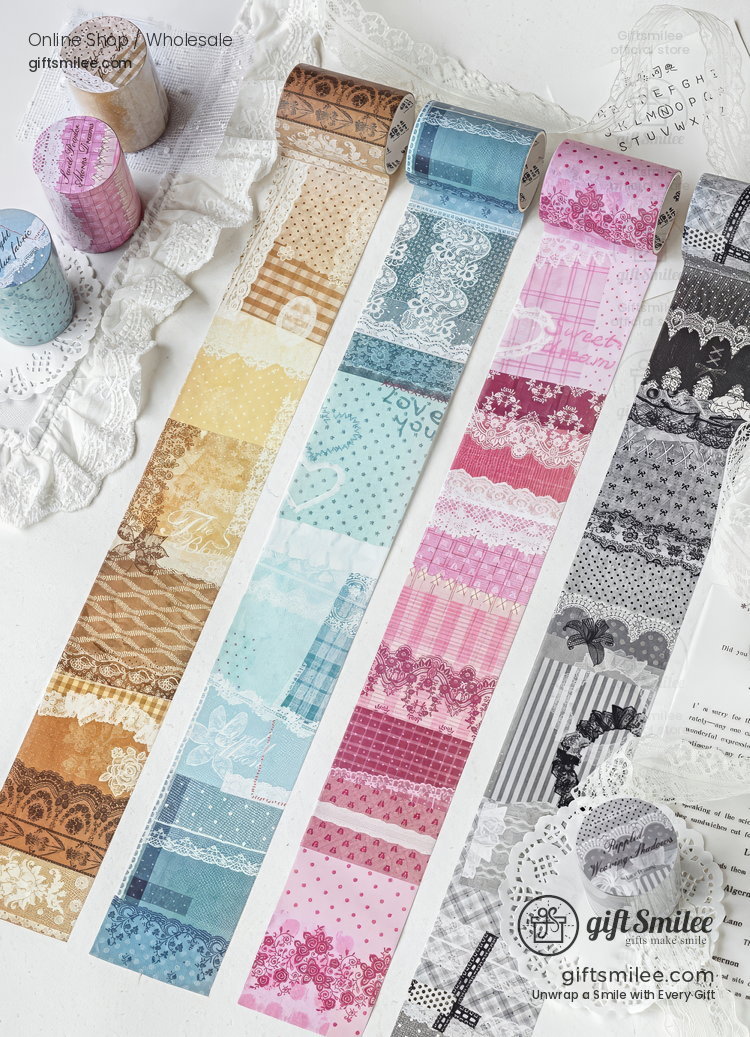 Vintage Lace Patchwork Translucent Wide Washi Tape | KS-RT-1809