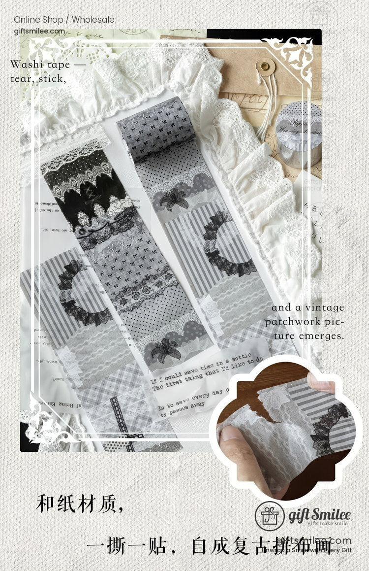 Vintage Lace Patchwork Translucent Wide Washi Tape | KS-RT-1809