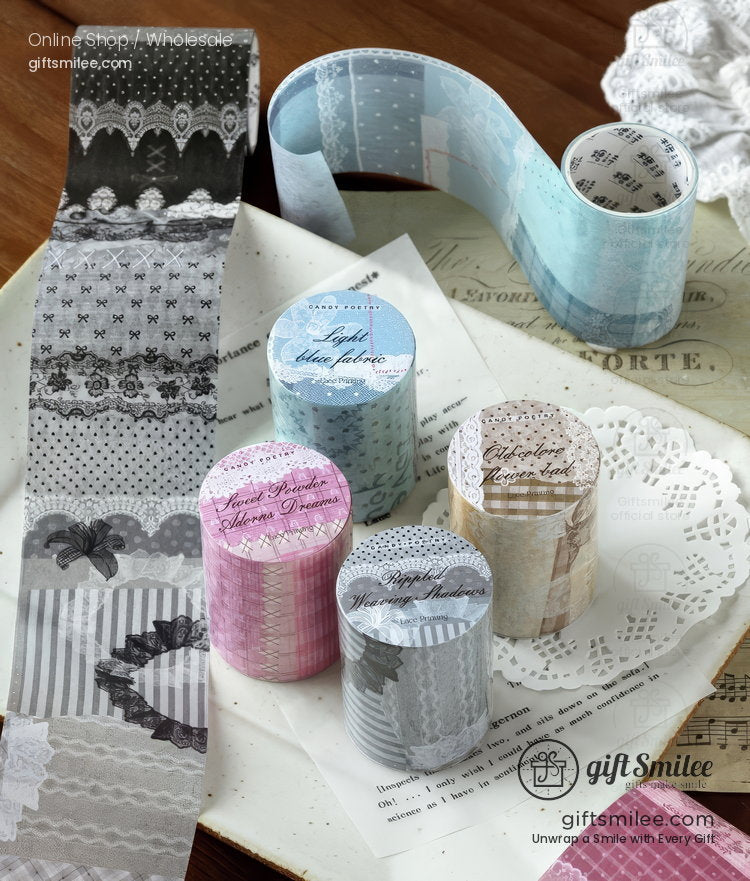 Vintage Lace Patchwork Translucent Wide Washi Tape | KS-RT-1809