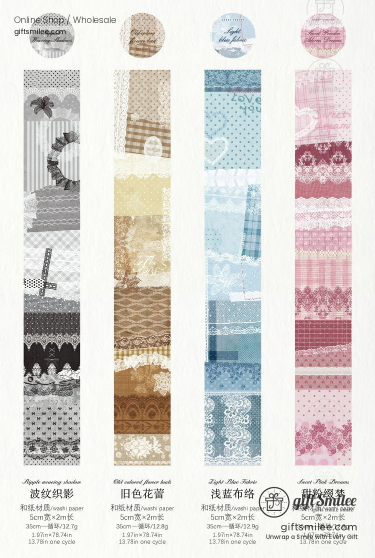 Vintage Lace Patchwork Translucent Wide Washi Tape | KS-RT-1809