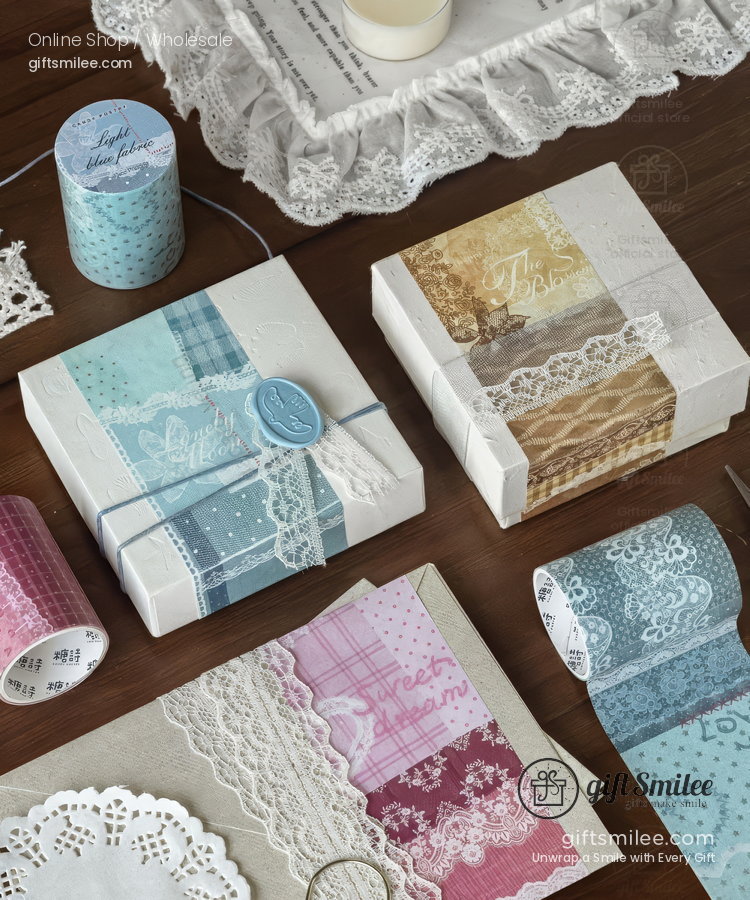 Vintage Lace Patchwork Translucent Wide Washi Tape | KS-RT-1809