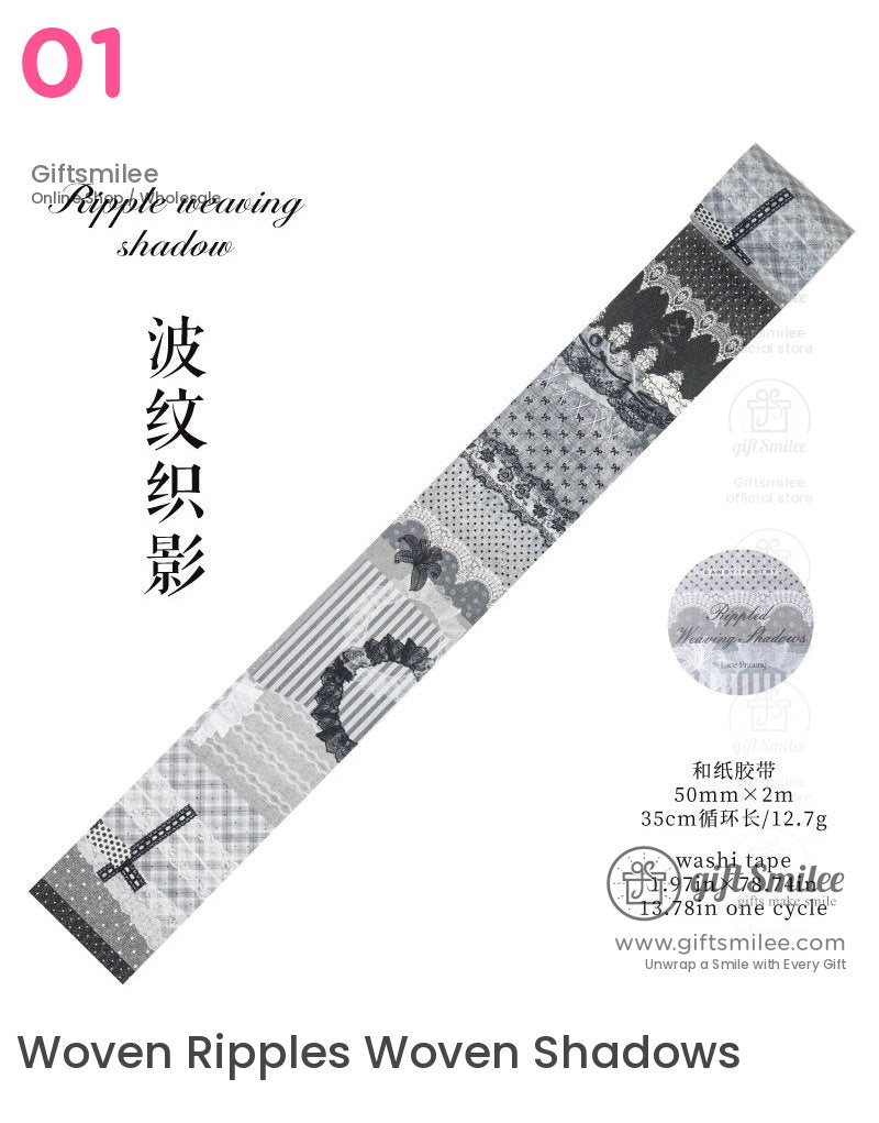 Vintage Lace Patchwork Translucent Wide Washi Tape | KS-RT-1809