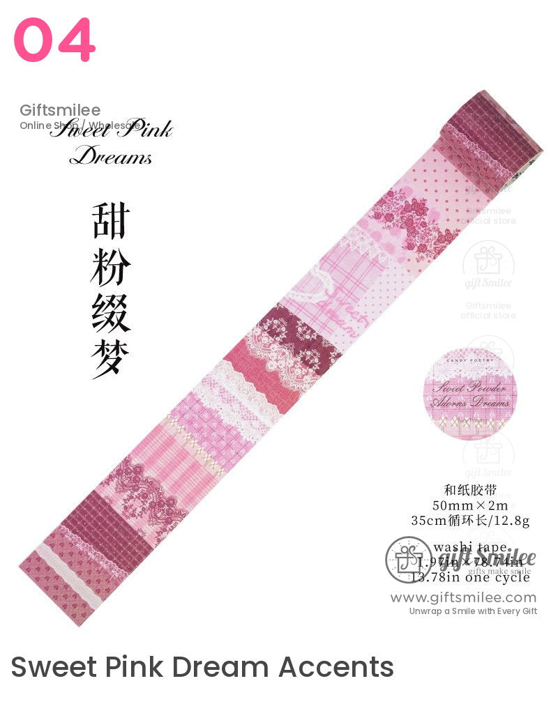 Vintage Lace Patchwork Translucent Wide Washi Tape | KS-RT-1809