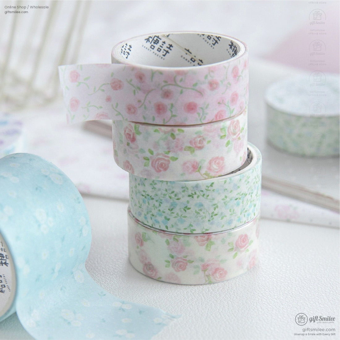 Wide Washi Floral Pastel Series Washi Tape | KS-RT-1810