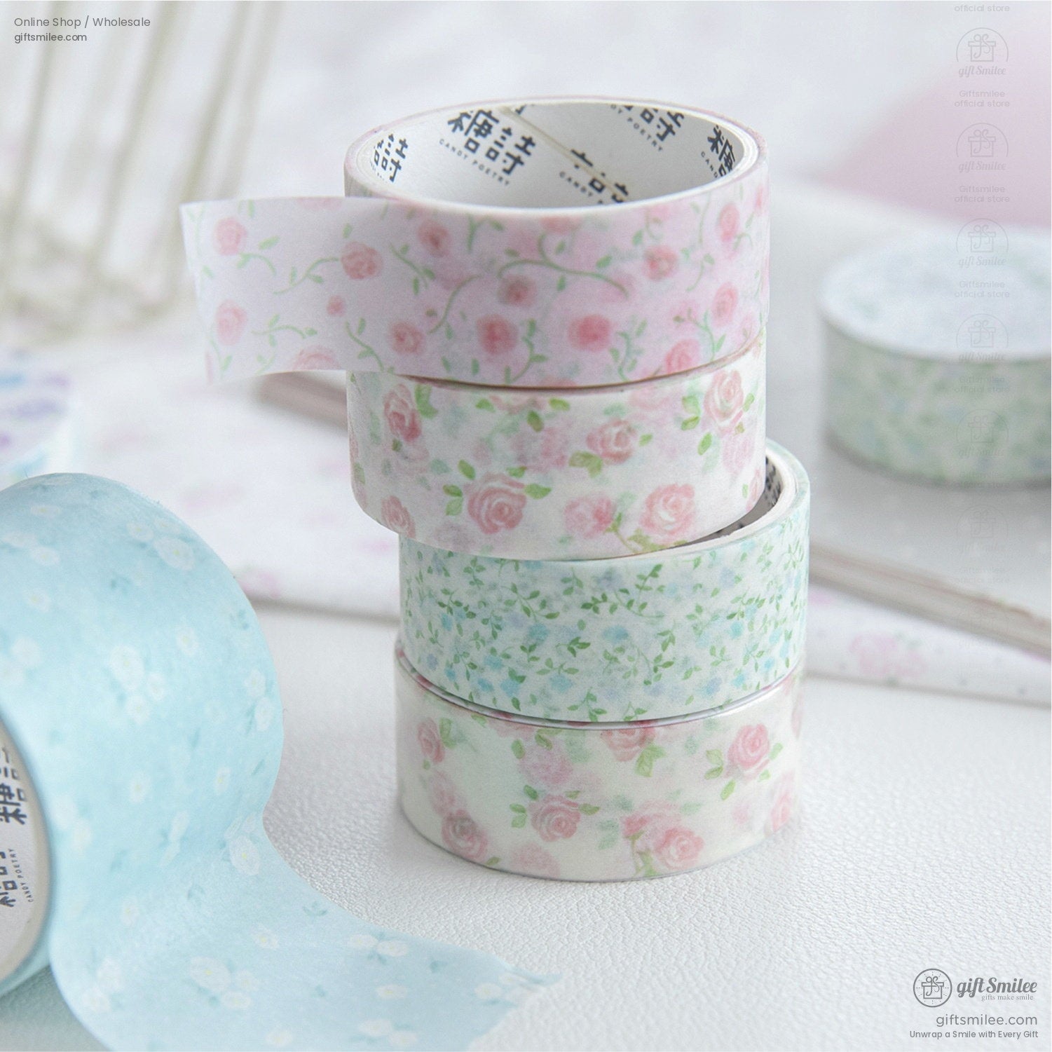 Wide Washi Floral Pastel Series Washi Tape | KS-RT-1810