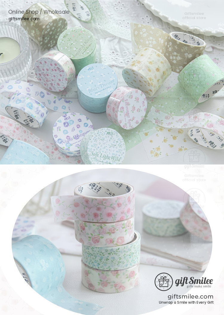 Wide Washi Floral Pastel Series Washi Tape | KS-RT-1810