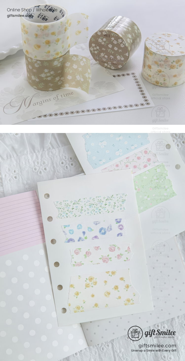 Wide Washi Floral Pastel Series Washi Tape | KS-RT-1810