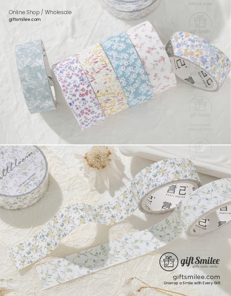 Glitter Floral Pet Translucent Wide Decorative Tape | KS-RT-1811