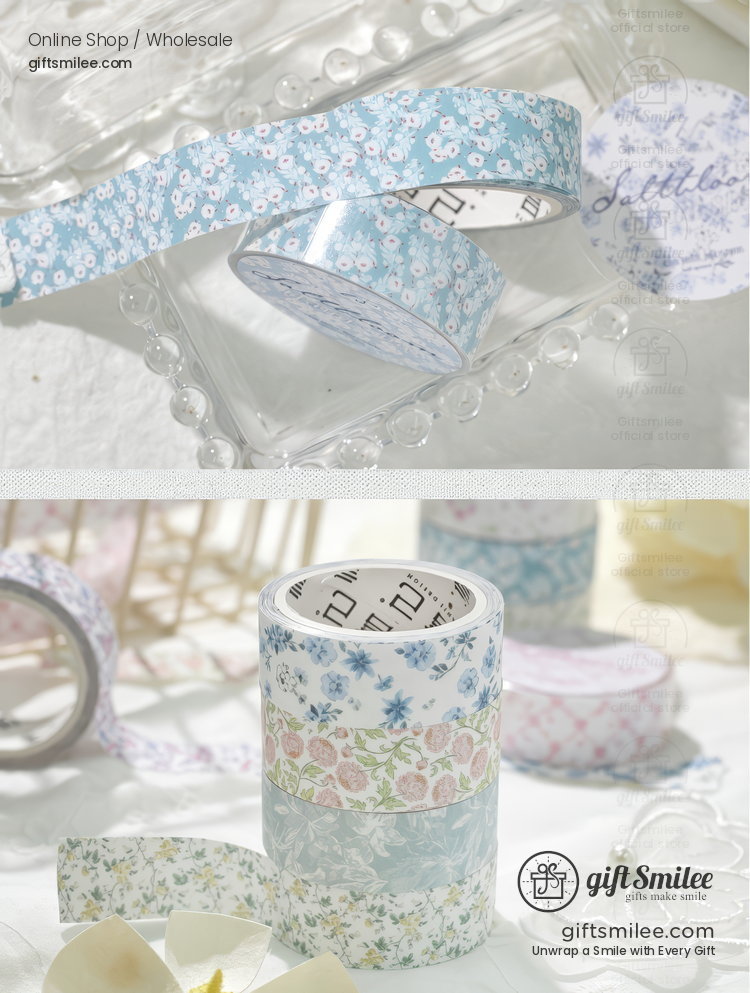 Glitter Floral Pet Translucent Wide Decorative Tape | KS-RT-1811