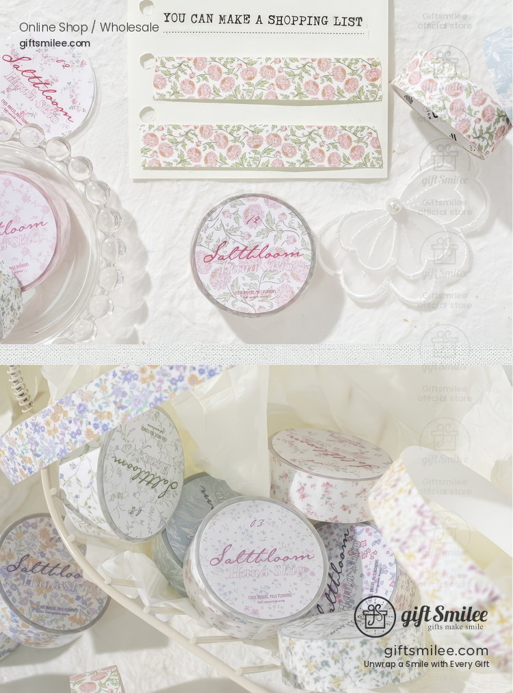 Glitter Floral Pet Translucent Wide Decorative Tape | KS-RT-1811