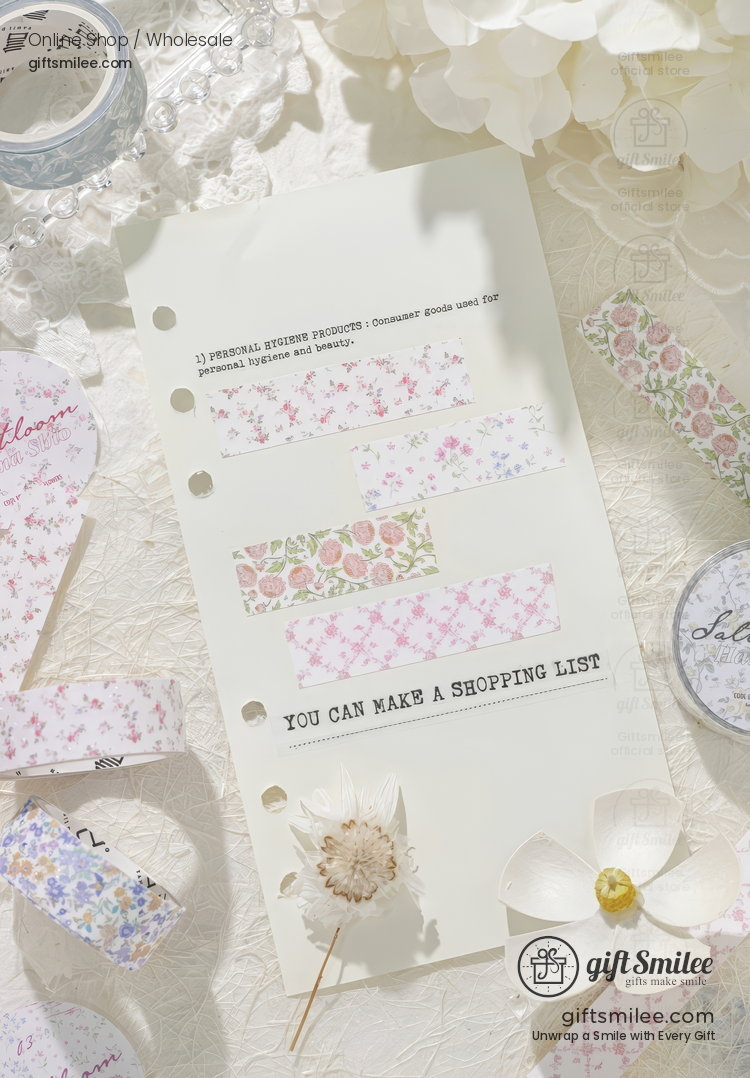 Glitter Floral Pet Translucent Wide Decorative Tape | KS-RT-1811