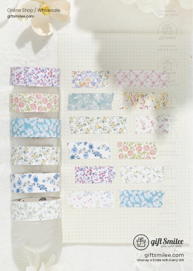 Glitter Floral Pet Translucent Wide Decorative Tape | KS-RT-1811