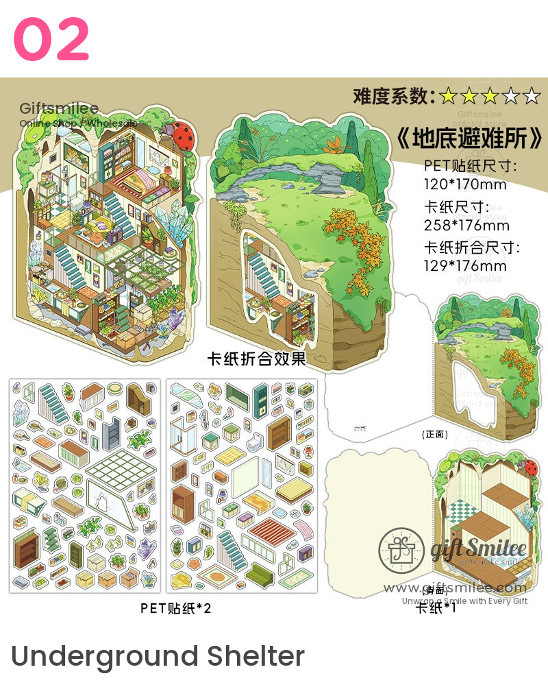 微縮場景貼紙 - 溫馨夢幻主題裝飾貼紙套裝 | ins風格
