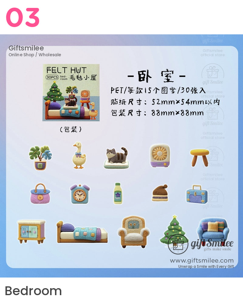 毛氈小屋微型家居主題貼紙包 | 復古