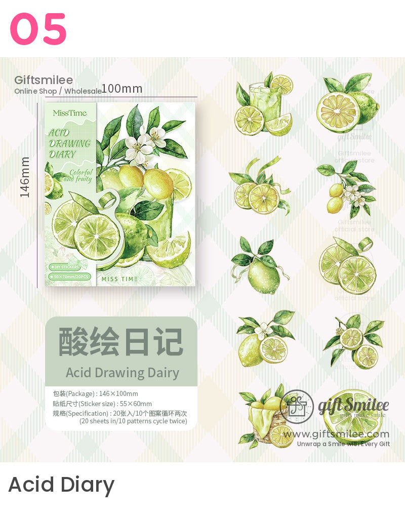 水果主題裝飾貼紙 | 日記本