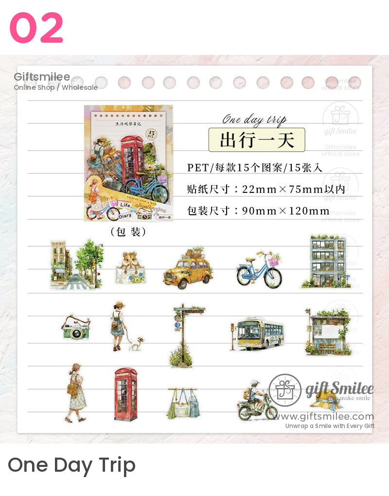 日常生活復古貼紙包 | 項目材料