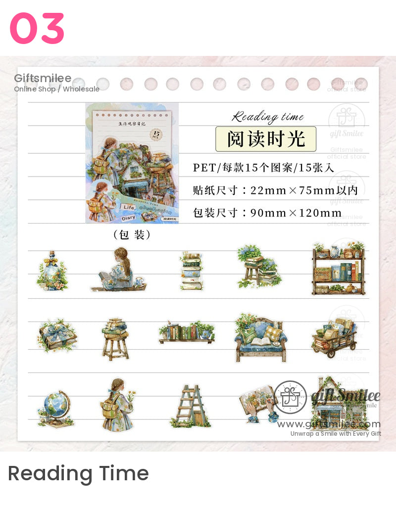日常生活復古貼紙包 | 項目材料