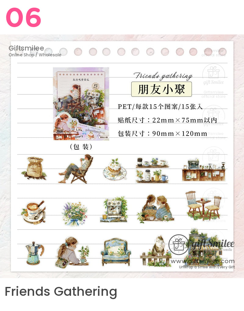 日常生活復古貼紙包 | 項目材料