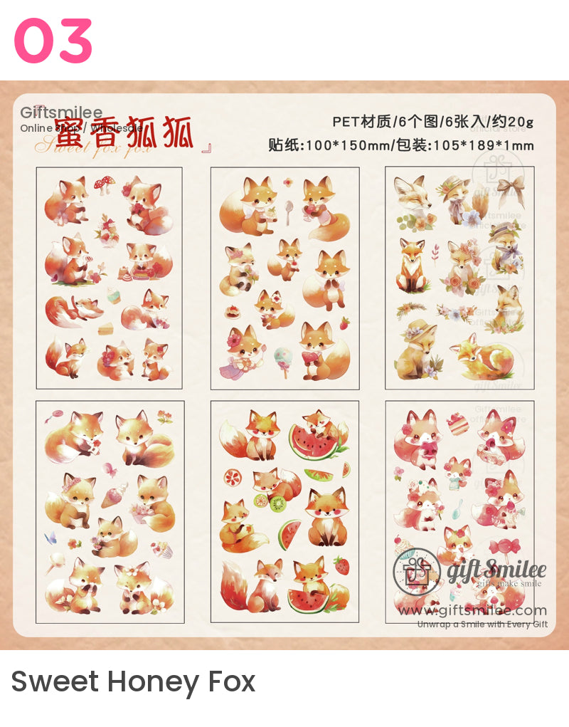 卡哇伊動物兔子熊貓狐狸熊貓貼紙 | 男友