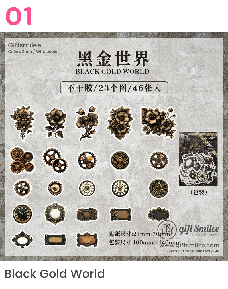 復古蒸氣龐克齒輪和時鐘貼紙包 | KS-SA-3978