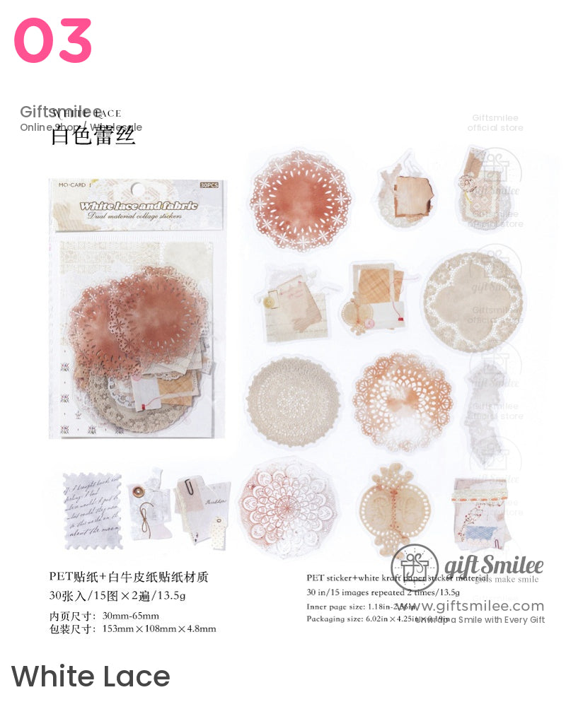 復古剪貼簿 C 花卉織物貼紙包 | KS-SA-3988