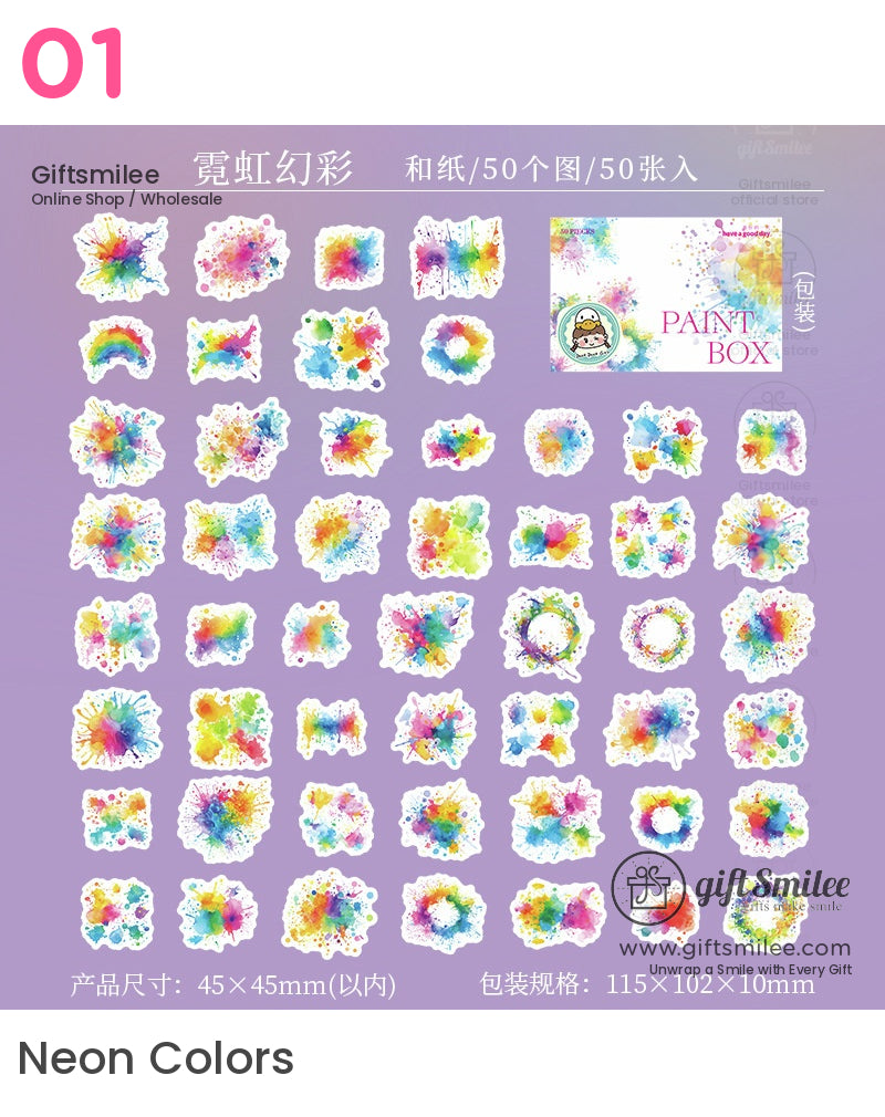 鮮豔的水彩潑墨貼紙 | KS-SA-3990