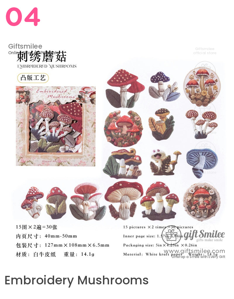 自然主題蝴蝶蘑菇和花卉剪紙貼紙 | KS-SA-3993