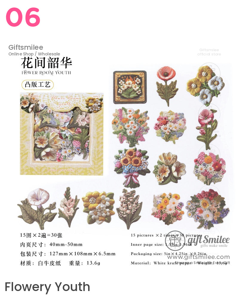 自然主題蝴蝶蘑菇和花卉剪紙貼紙 | KS-SA-3993
