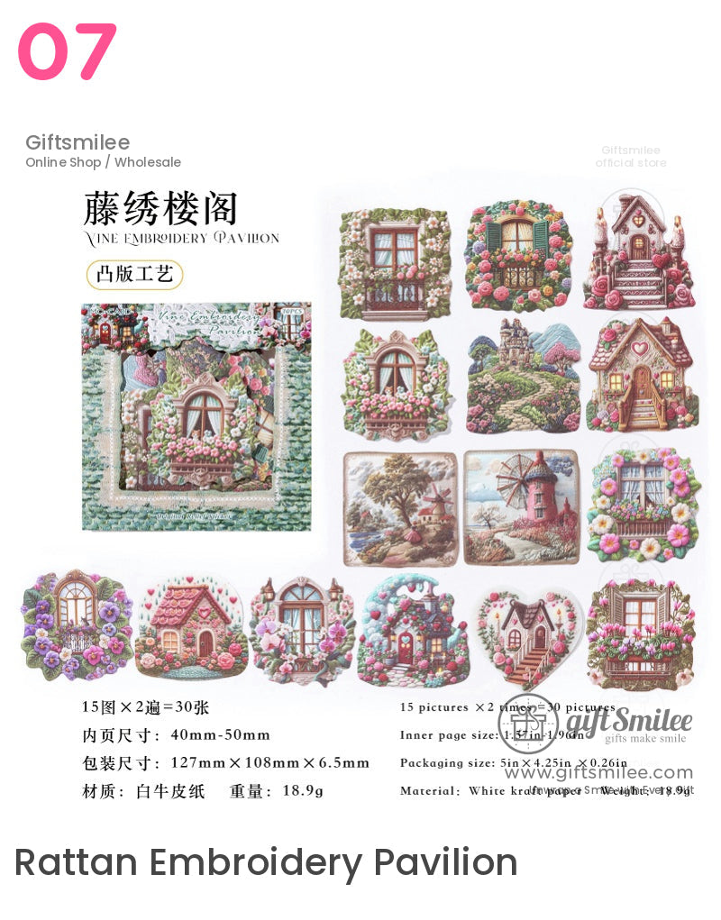 自然主題蝴蝶蘑菇和花卉剪紙貼紙 | KS-SA-3993