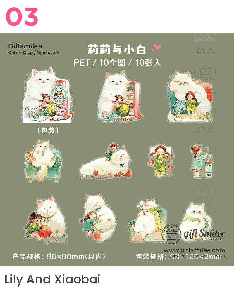 可愛亞克力貓狗甜蜜時刻貼紙 | KS-SA-4052