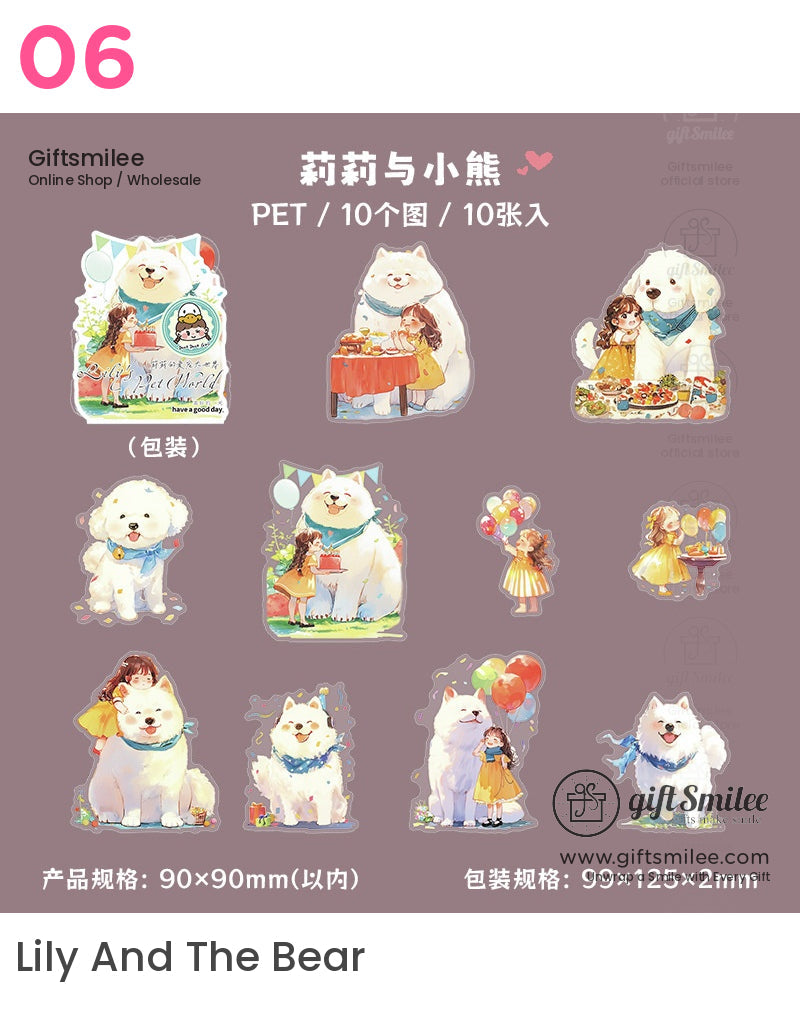 可愛亞克力貓狗甜蜜時刻貼紙 | KS-SA-4052