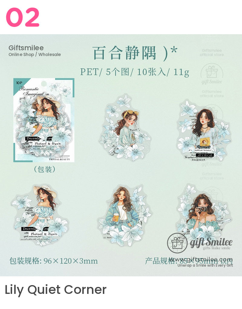 時尚女孩花卉貼紙 | KS-SA-4089