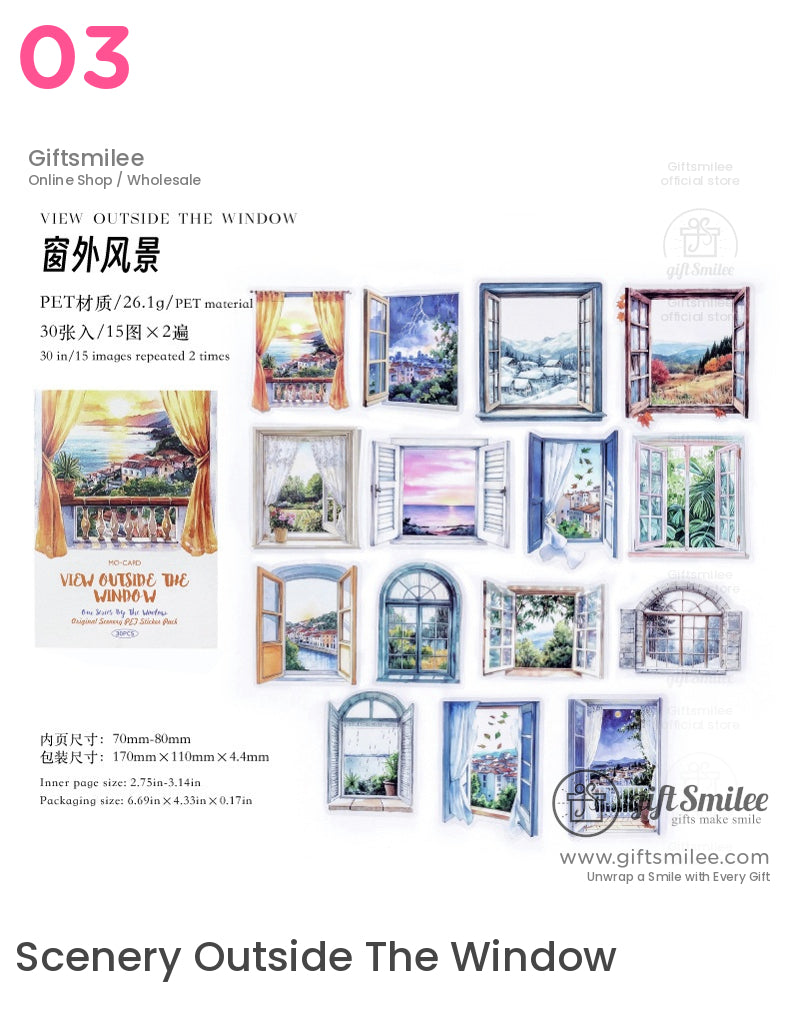 窗戶水彩舒適寵物風景貼紙包 | KS-SA-4112 