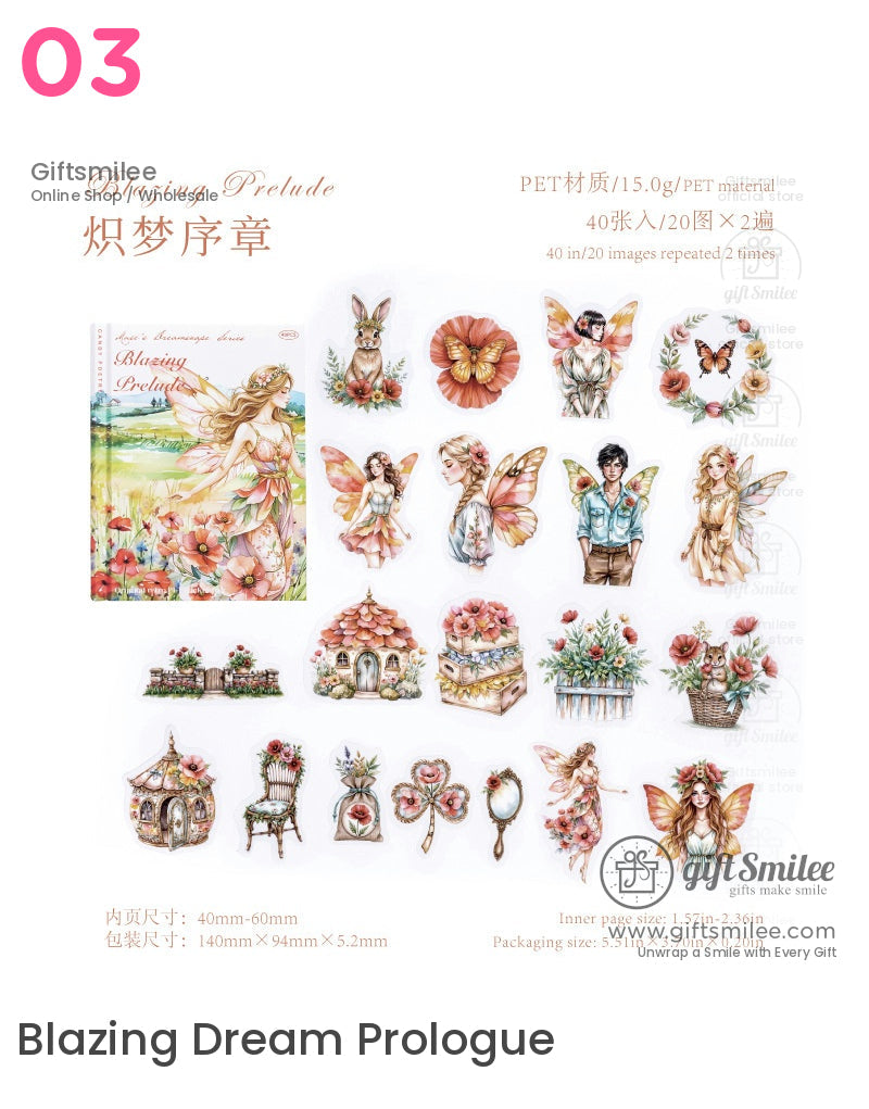 “Blazing Dream Prologue PET sticker set with watercolor fairy, floral and cottage designs – Giftsmilee stationery”