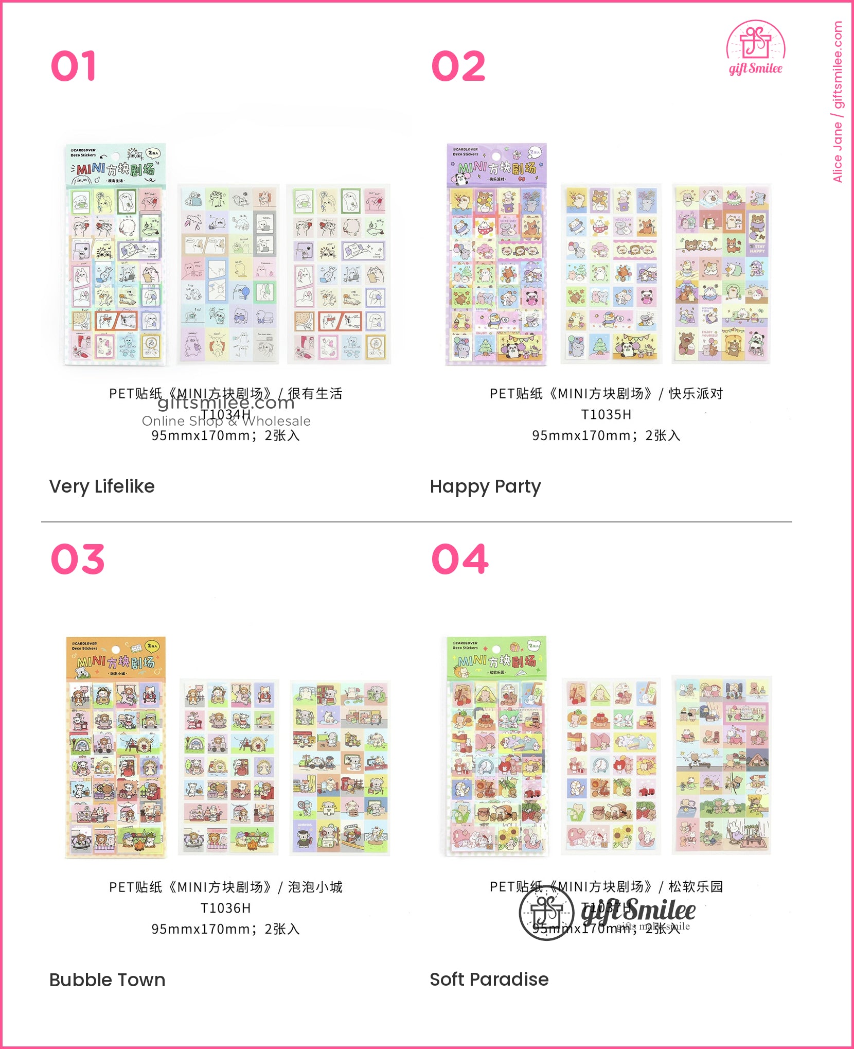 Pasteltoned PET stickers with playful lifethemed illustrations in square frames perfect for journaling  