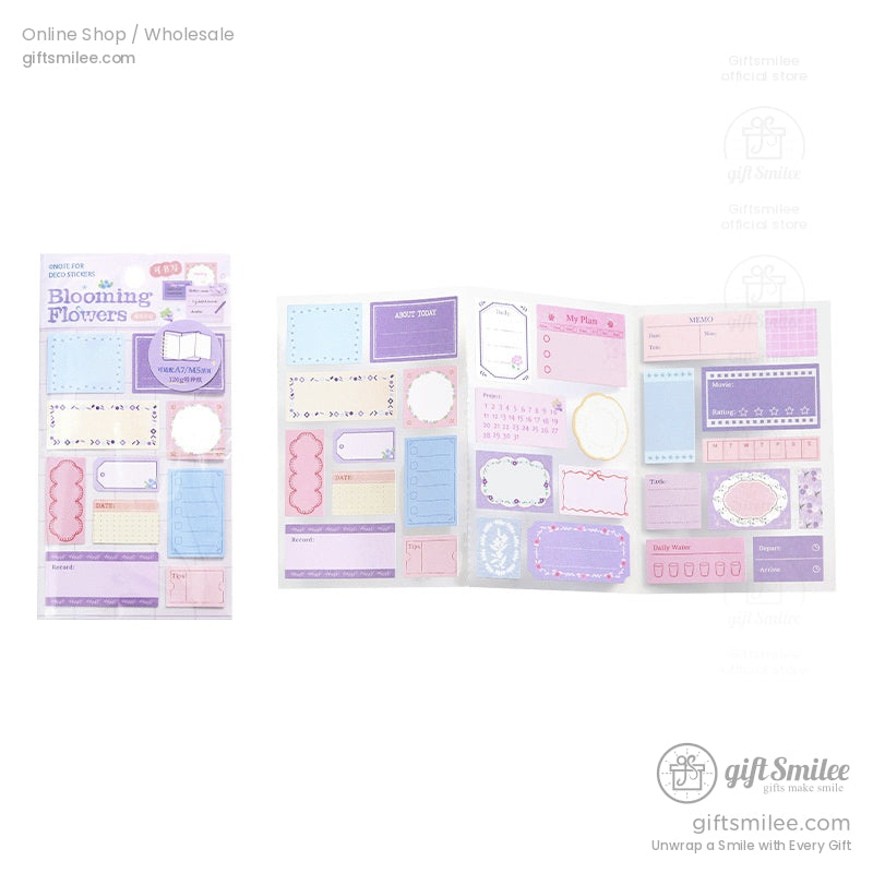 Pastelthemed planner stickers with floral patterns pink blue and purple frames checklist designs and decorative labels