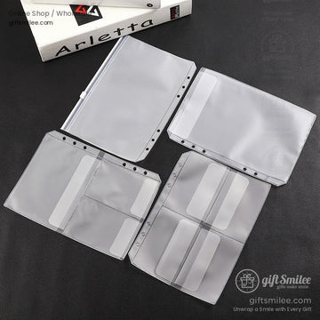 Clear PVC binder pockets with multiple compartments reinforced holes and zipper closures for document organization