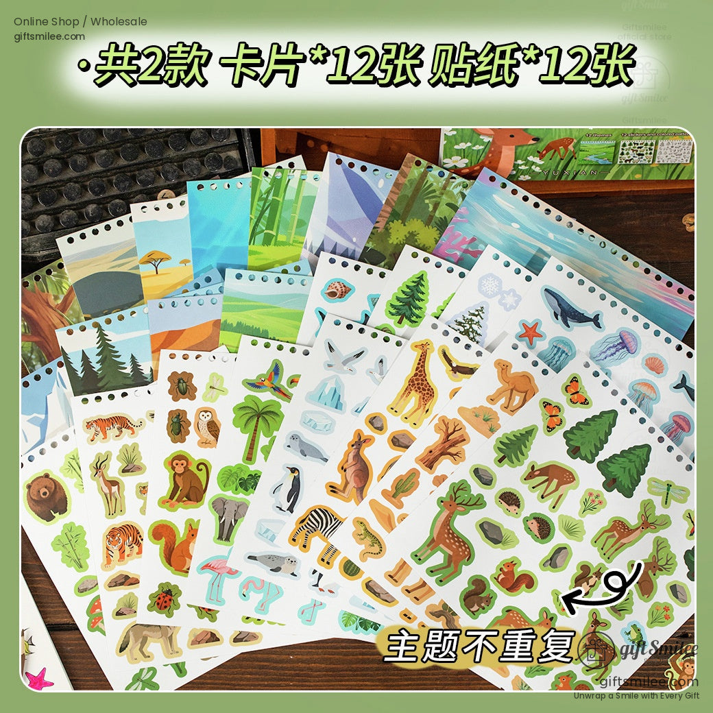 Synthetic Paper Pre‑Cut 12 Themes With Coloring Back Sticker Scene Book | KS-SA-4254